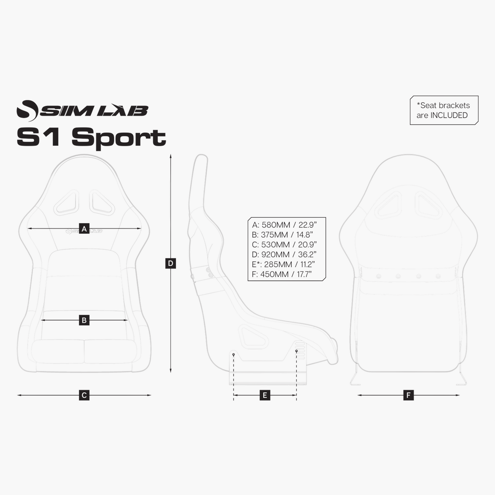 S1 Sport GT Sim Racing Bucket Seat