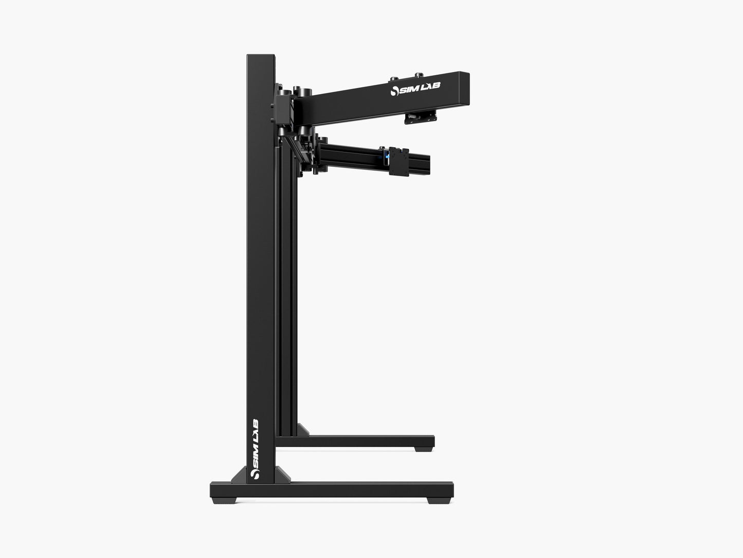 Freestanding monitor stand with VARIO™ adapters, side view.
