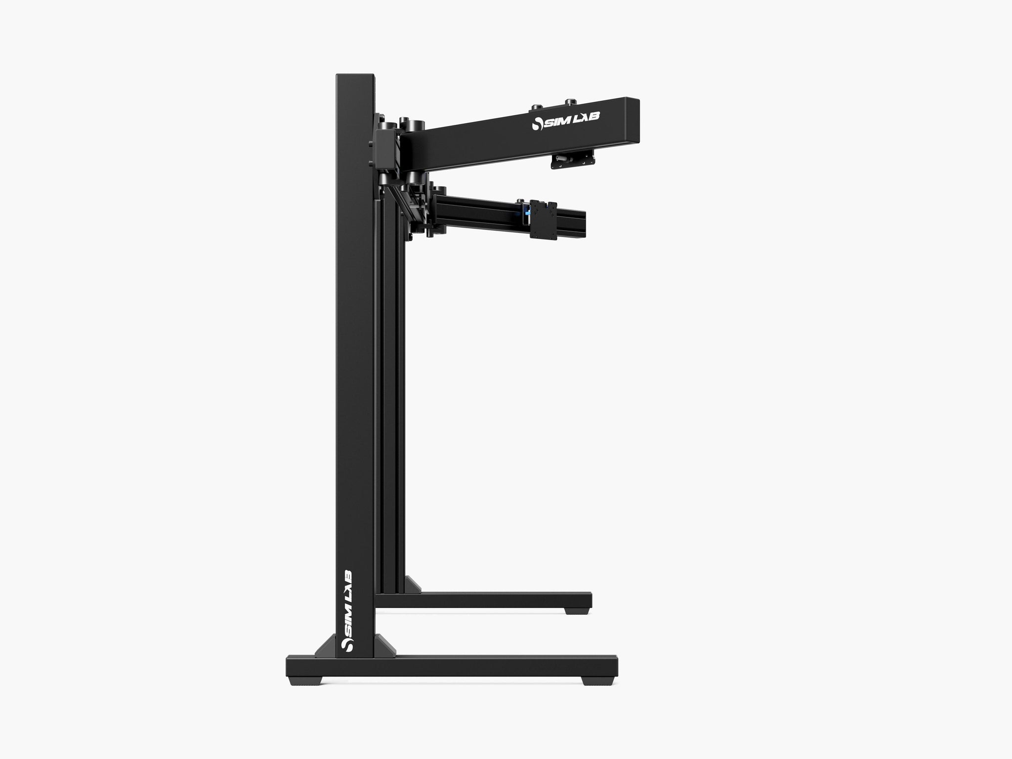 Freestanding monitor stand with VARIO™ adapters, side view.