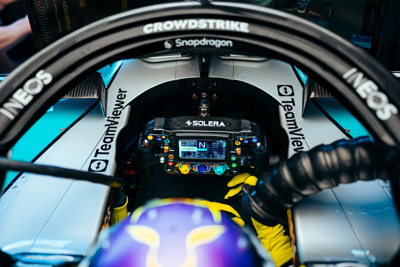 Official Formula One racing wheel from the Mercedes-AMG F1 car.