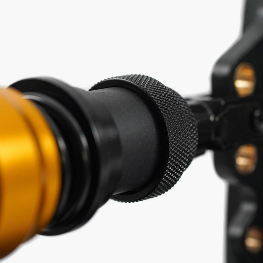 Black knobs installed into the XP1 pedals.