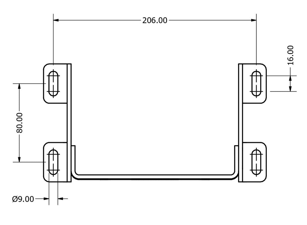 Diagram of the servo motor holder with measurements included.
