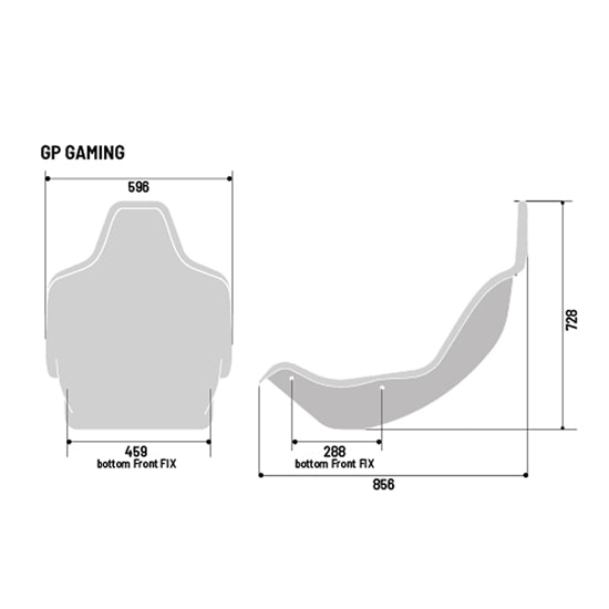 Dimensions of the Sparco GP gaming seat.