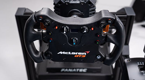 McLaren wheel on the GT1 EVO Sim Racing Cokpit