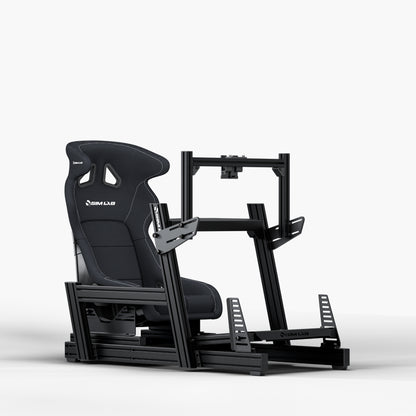 GT1 Pro Sim Racing Cockpit with GT1 Integrated Single Monitor Mount and S1 Enduro GT Seat Black