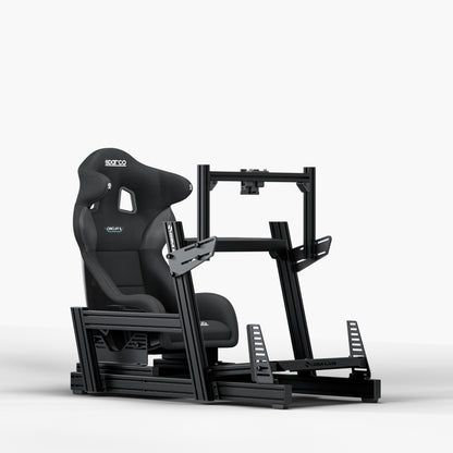 GT1 Pro Sim Racing Cockpit with GT1 Integrated Single Monitor Mount and Sparco Circuit II seat