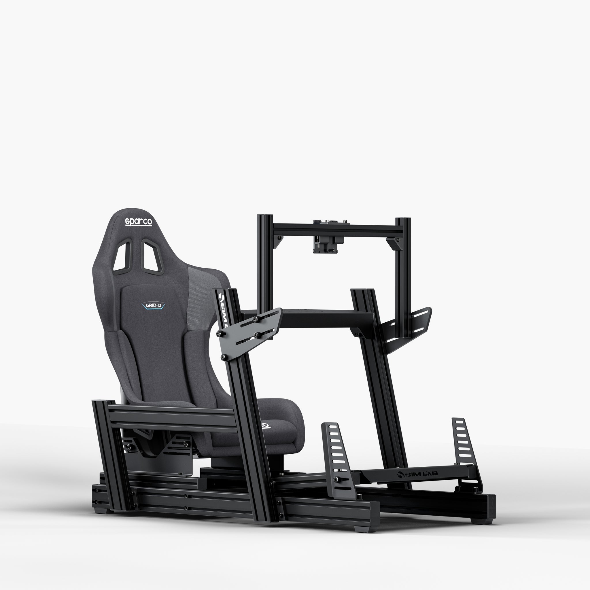 GT1 Pro Sim Racing Cockpit with GT1 Integrated Single Monitor Mount and Sparco Grid-Q seat