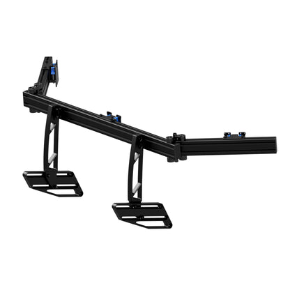 Triple integrated Vario Vesa monitor mount for sim racing setup.