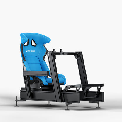 P1X Pro Sim Racing Cockpit with Fanatec DD mount, S1 Enduro GT Seat in blue