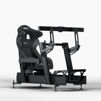 P1X Pro Sim Racing Cockpit with Fanatec DD mount, Sparco Circuit II Seat and integrated single monitor mount