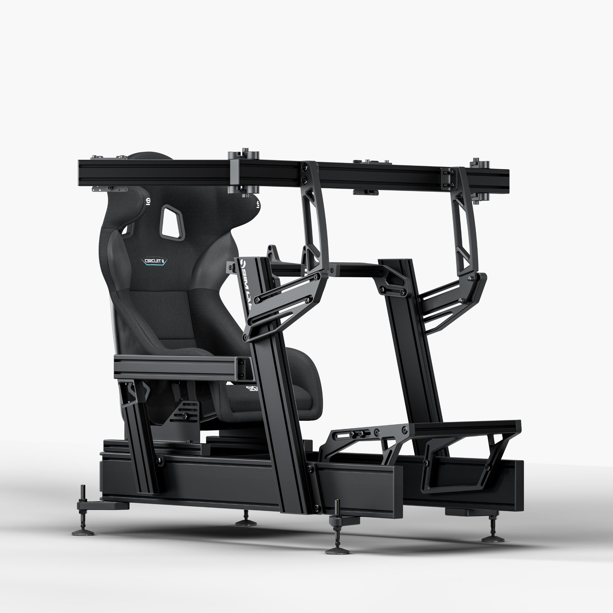 P1X Pro Sim Racing Cockpit with Fanatec DD mount, Sparco Circuit II Seat and integrated triple monitor mount