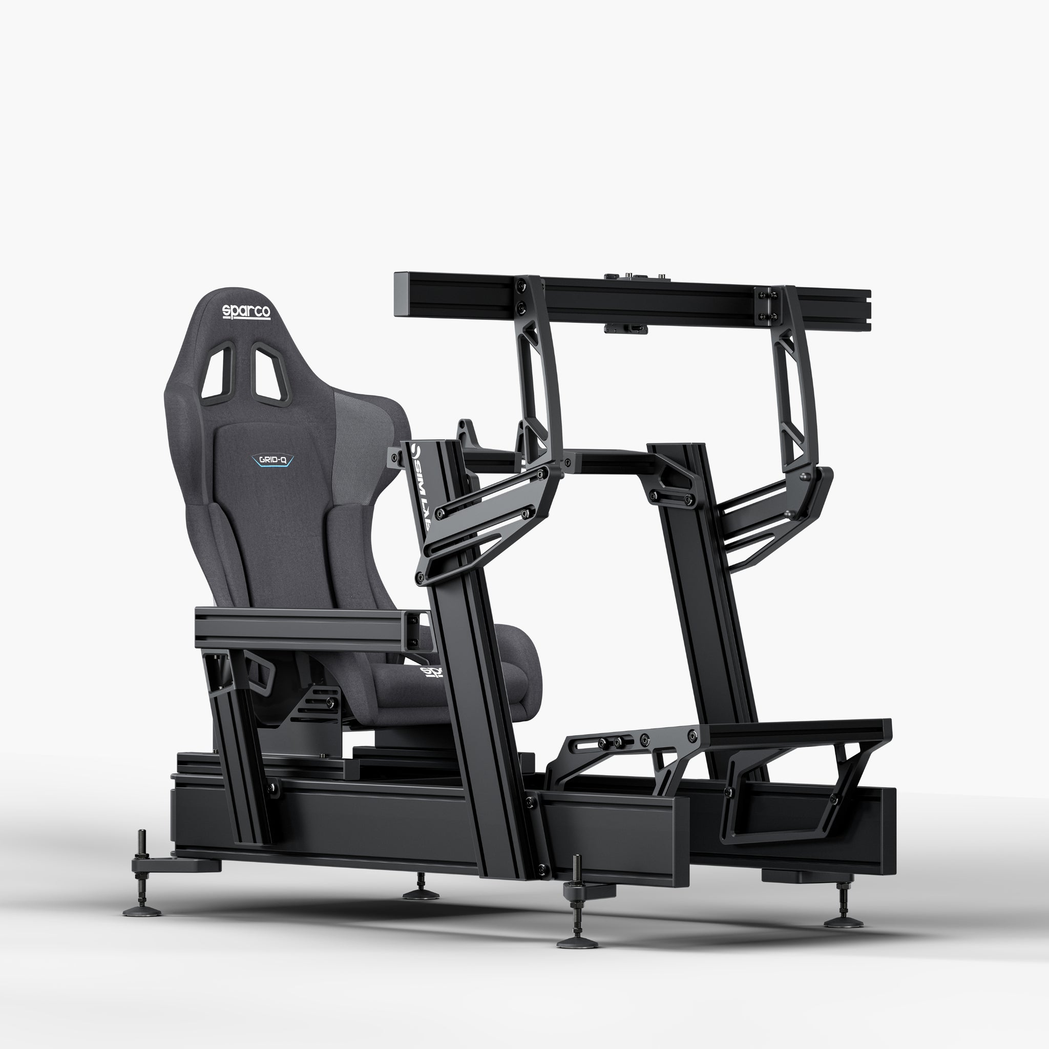 P1X Pro Sim Racing Cockpit with Fanatec DD mount, Sparco Grid-Q Seat and integrated single monitor mount