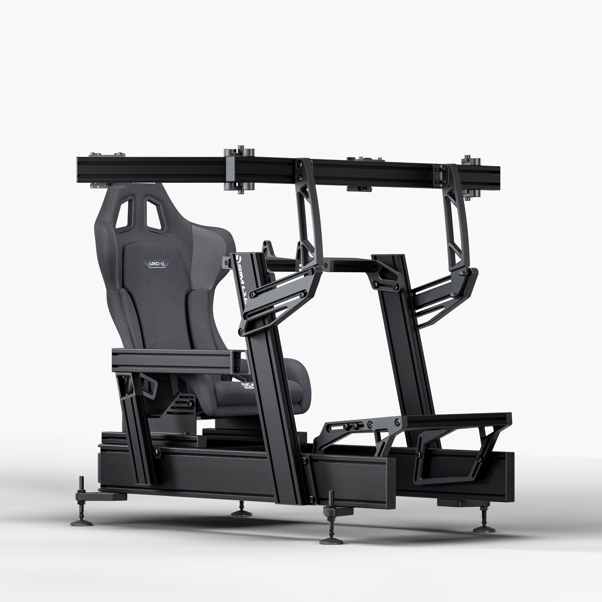 P1X Pro Sim Racing Cockpit with Fanatec DD mount, Sparco Grid-Q Seat and integrated triple monitor mount