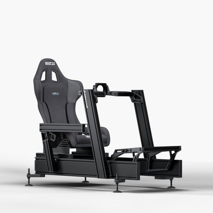 P1X Pro Sim Racing Cockpit with front mount and Sparco Grid-Q Seat