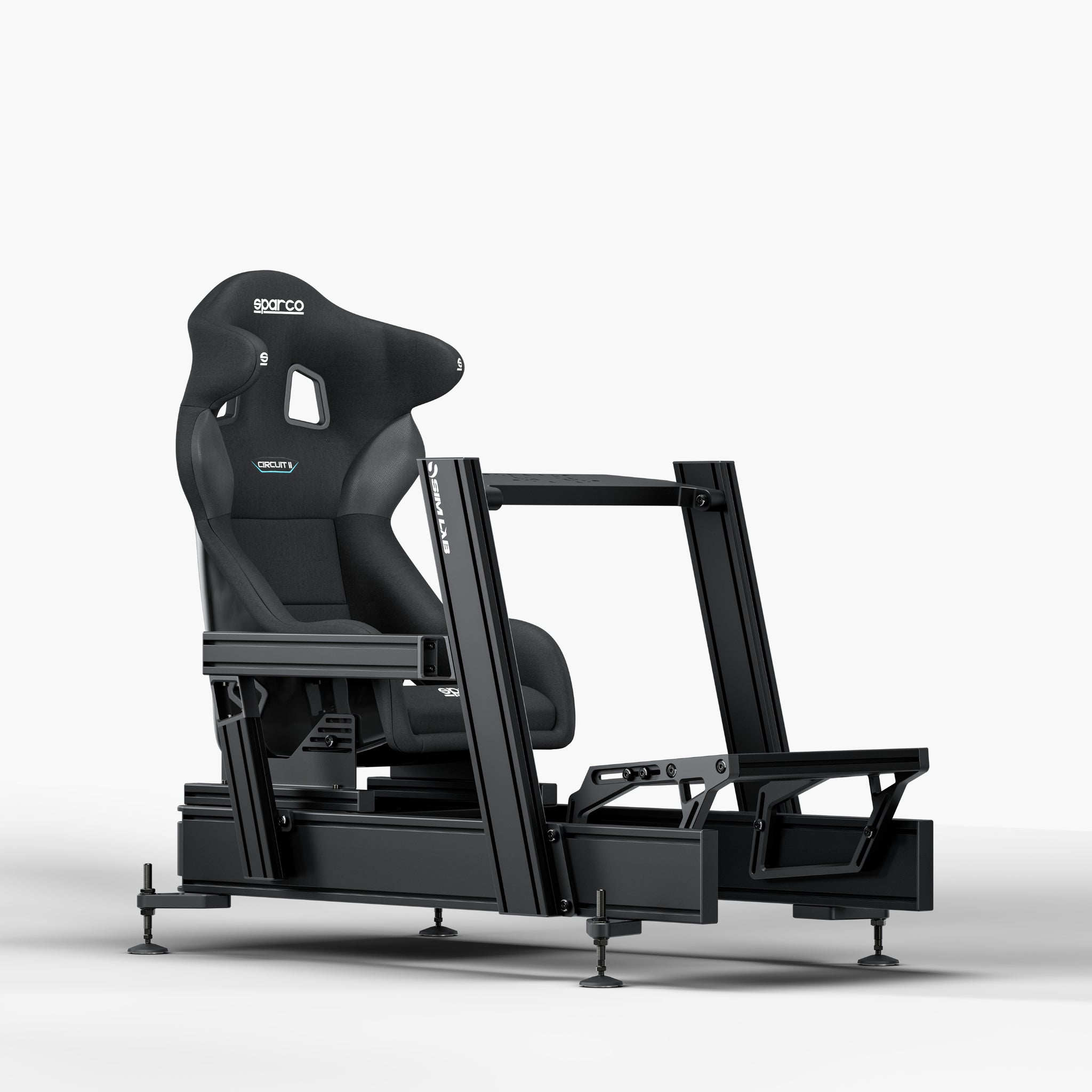 P1X Pro Sim Racing Cockpit with wheeldeck mount and Sparco Circuit II Seat