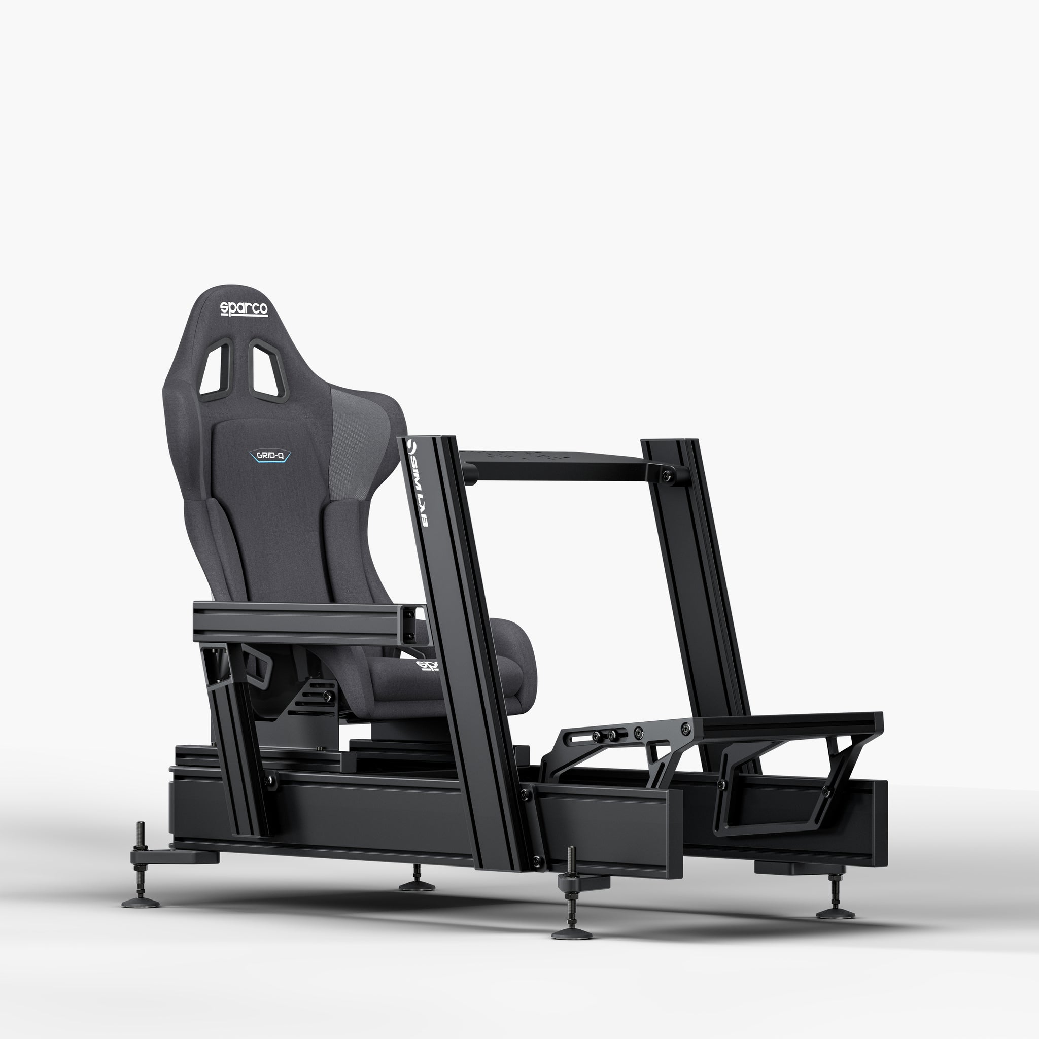 P1X Pro Sim Racing Cockpit with wheeldeck mount, Sparco Grid-Q Seat
