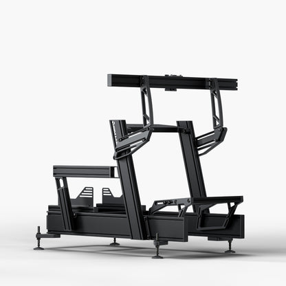 P1X Pro Sim Racing Cockpit with wheeldeck mount and integrated single monitor mount