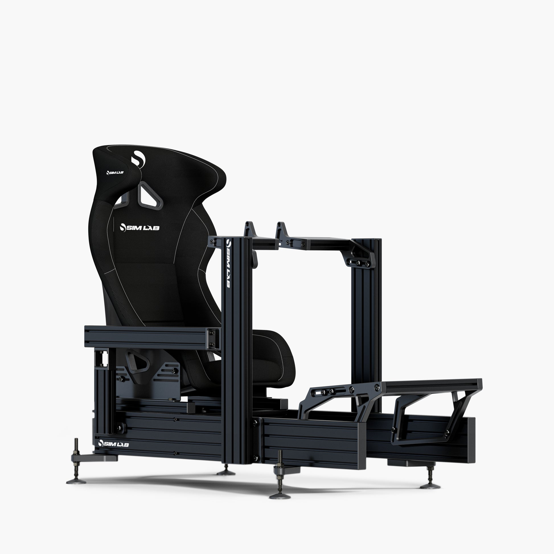 P1X Ultimate sim racing cockpit with the Fanatec DD mount and Speed1 seat black. 