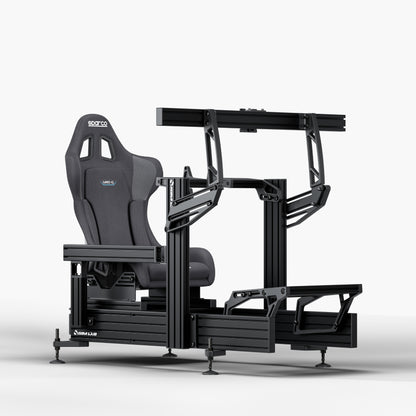 P1X Ultimate sim racing cockpit with Fanatec DD mount, Sparco Grid-Q seat and integrated single monitor mount