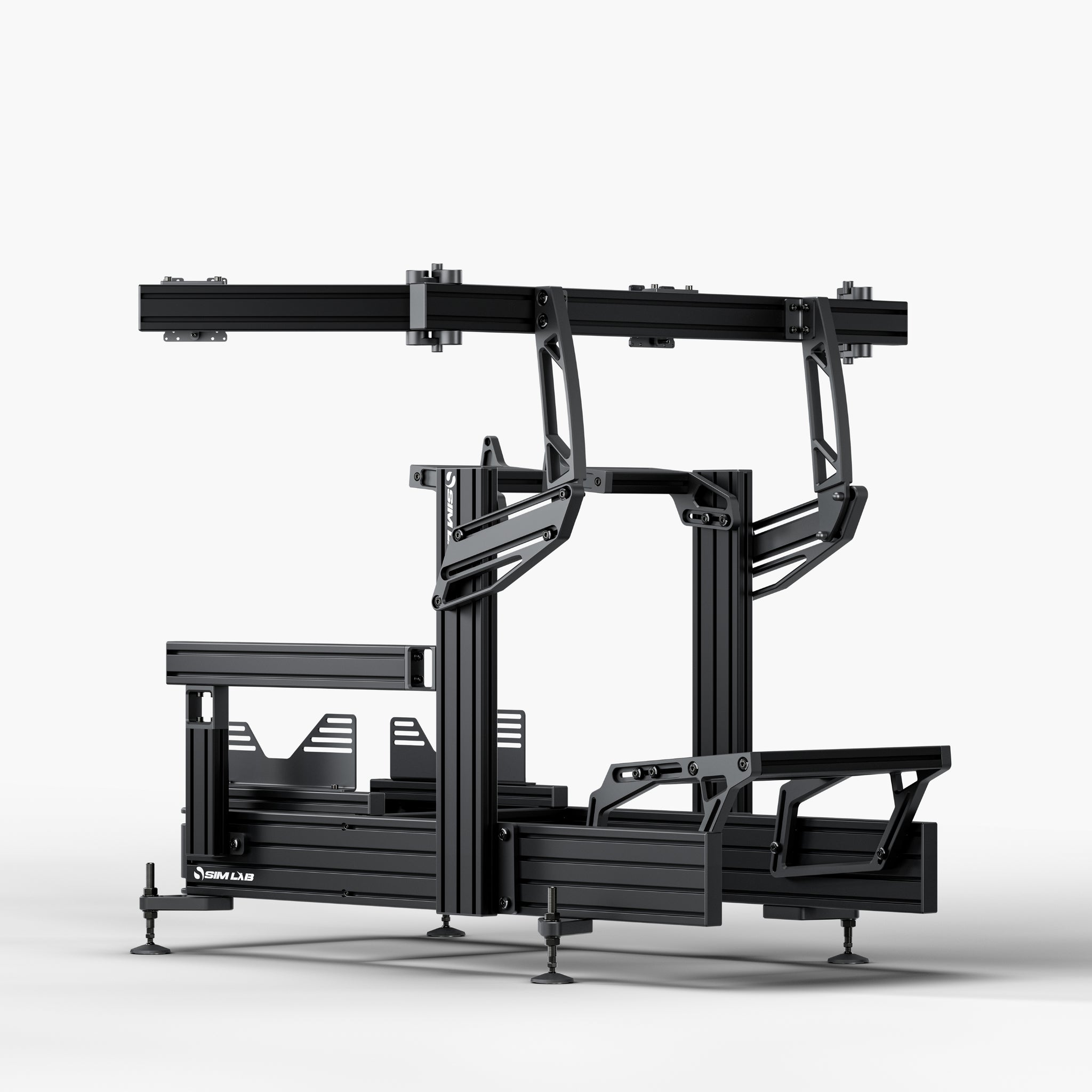 P1X Ultimate sim racing cockpit with Fanatec DD mount and integrated triple monitor mount