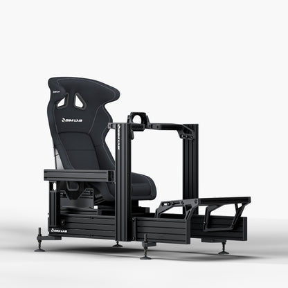 P1X Ultimate sim racing cockpit with front mount, S1 Enduro GT Seat in black

