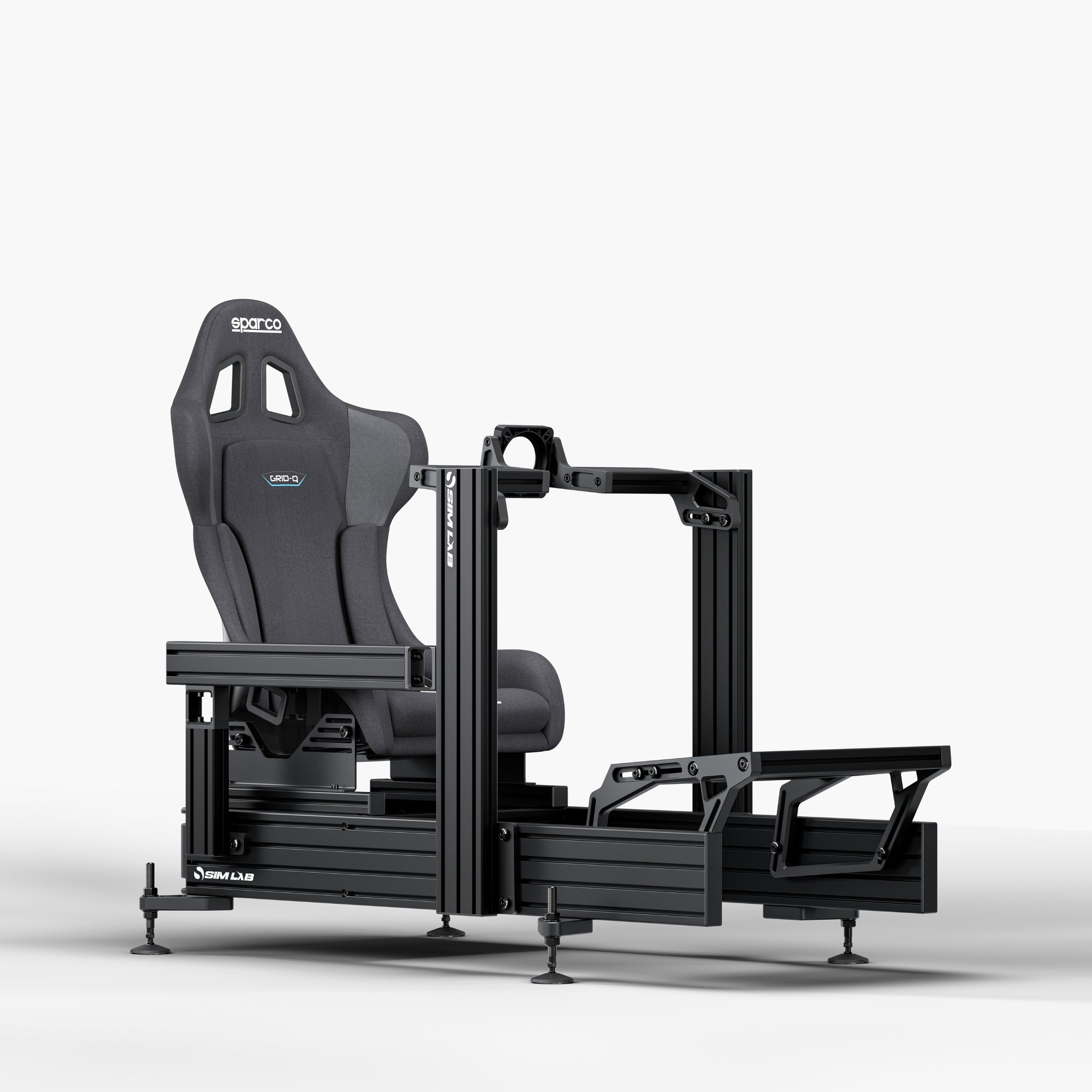 P1X Ultimate sim racing cockpit with front mount and Sparco Grid-Q Seat