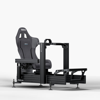 P1X Ultimate sim racing cockpit with front mount and Sparco Grid-Q Seat