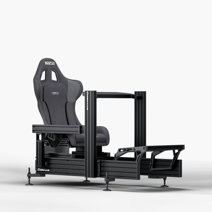 P1X Ultimate sim racing cockpit with wheeldeck mount and Sparco Grid-Q seat