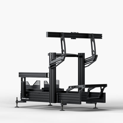P1X Ultimate sim racing cockpit with wheeldeck and integrated single monitor mount