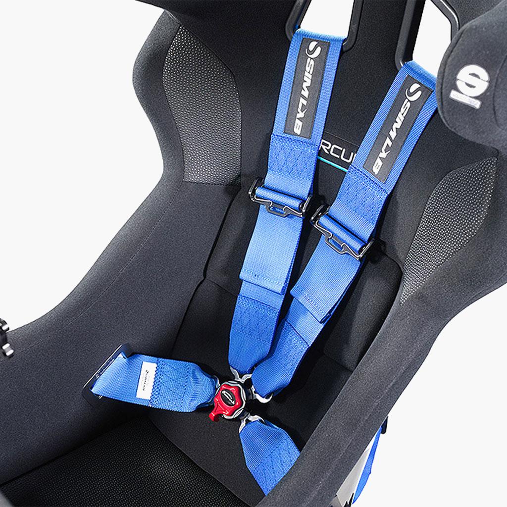 Sim-Lab 4-point seat belt harness for sim racing immersion.