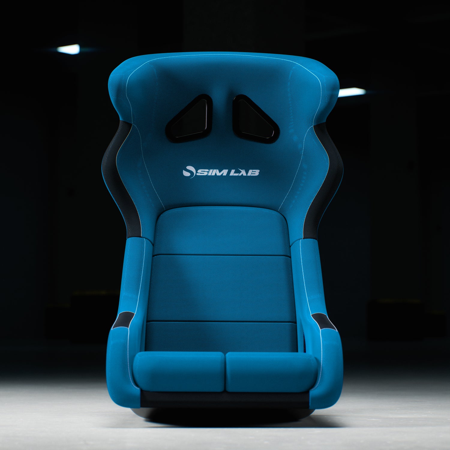 Blue S1 Enduro seat featuring enhanced padding and ergonomic support for long sim racing sessions