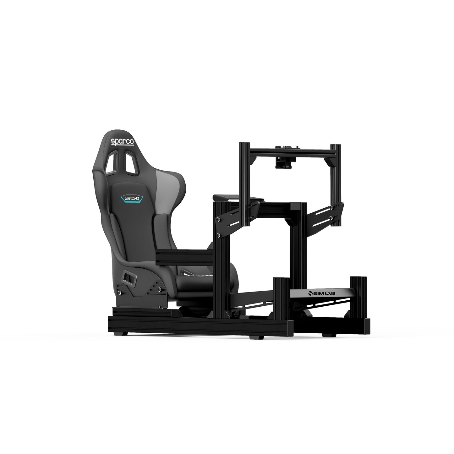 GT1 EVO Sim Racing Cockpit with Sparco Grid-Q Seat and Integrated GT1 Vario Single Monitor Mount