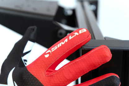 SimLab logo featured on sim racing gloves for brand enthusiasts and professional sim racers.