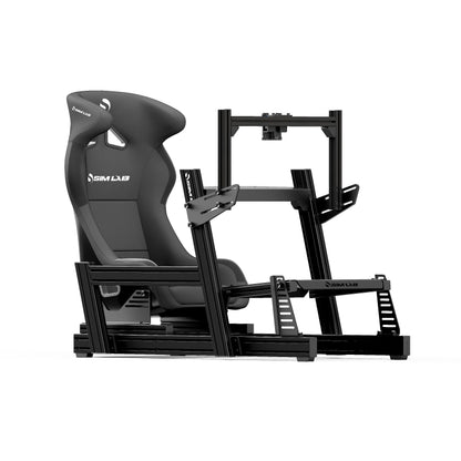 GT1 PRO Sim Racing Cockpit with Black Speed1 Seat and Integrated Vario Single Monitor Mount