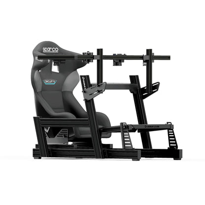 GT1 PRO Sim Racing Cockpit with Sparco Circuit II and Integrated Vario Triple Monitor Mount