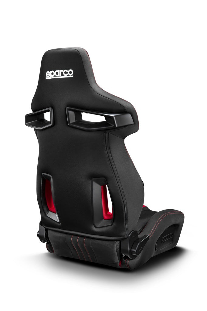 Back side of Sparco R333 sim racing seat.