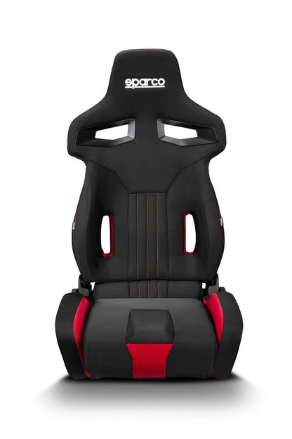 The Sparco R333 sim racing seat with red accents.