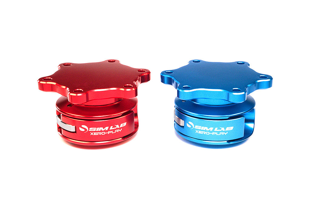 Xero Play Wheel Adapters in blue and red. 