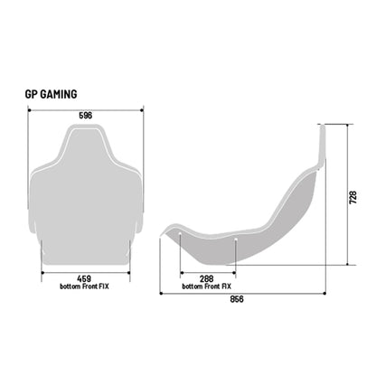 Dimensions of the Sparco GP gaming seat. 